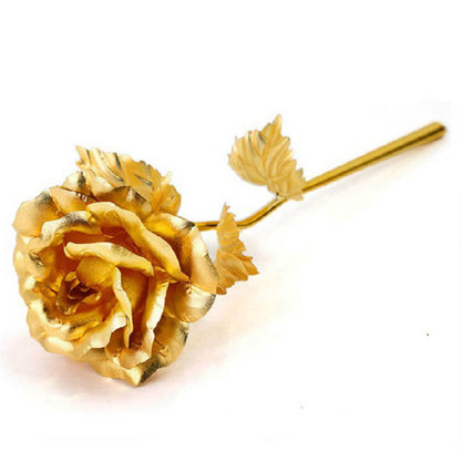 Gold Plated Rose Flower Romantic Gold Foil Rose Flower with Gift Box Home Decoration Valentine Day Creative Gift