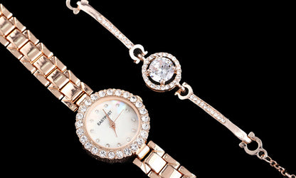 Chic Serene Watch and Bracelet Set -2pcs Women Lady Gift