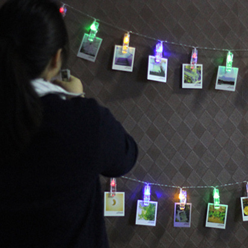 1 or 2-Pack LED Hanging Picture Photo Peg Clip Fairy String Lights Party Decoration