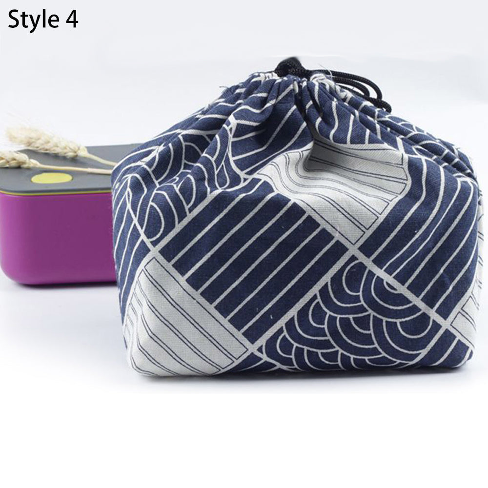 Canvas Lunch Bag Japanese Style Lunch Bags Drawstring Picnic Bag Reusable Food Storage Bags