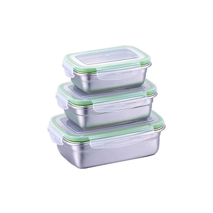3Pcs Stainless Steel Lunch Box Practical Food Storage Box Sealed Fresh-keeping Lunch Boxes