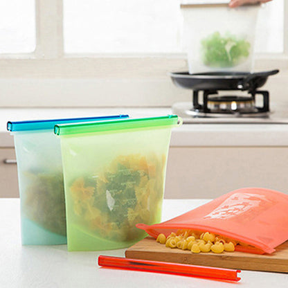4X or 8X 1000ml Reusable Silicone Food Storage Airtight Bags Durable Preservation Storage Bags Food Fresh Sealer Pouch Sandwich Lunch Bag Container with Zip Lock