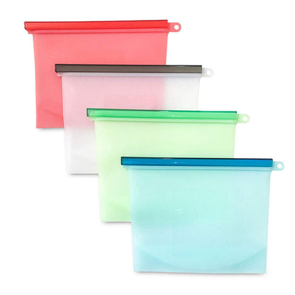 4X or 8X 1000ml Reusable Silicone Food Storage Airtight Bags Durable Preservation Storage Bags Food Fresh Sealer Pouch Sandwich Lunch Bag Container with Zip Lock
