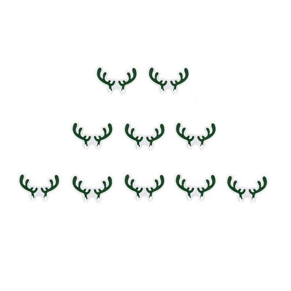 Cute Green Antler Wine Glass Sign Flag Christmas Moose Antler Hat Cards Christmas Wine Glass Paper Decorations