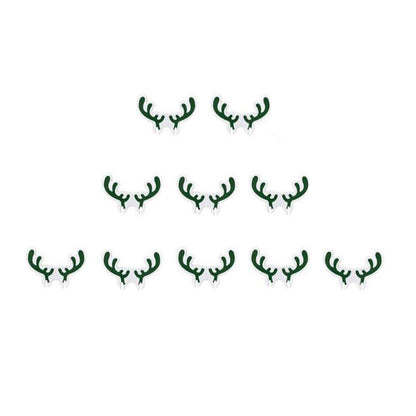 Cute Green Antler Wine Glass Sign Flag Christmas Moose Antler Hat Cards Christmas Wine Glass Paper Decorations