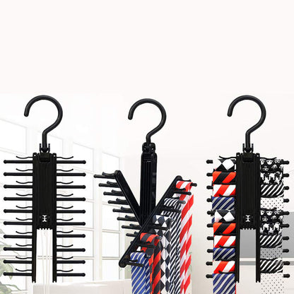 1X/2X Rotatable Tie Belt Scarf Rack Necklace Hanger Organiser Holder 20 Hooks
