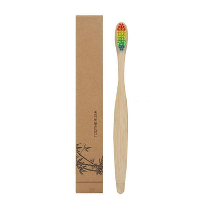 10pcs Environmental Toothbrushes Bamboo Oral Care Eco Dental Toothbrush with Rainbow Bristles with Paper Boxes