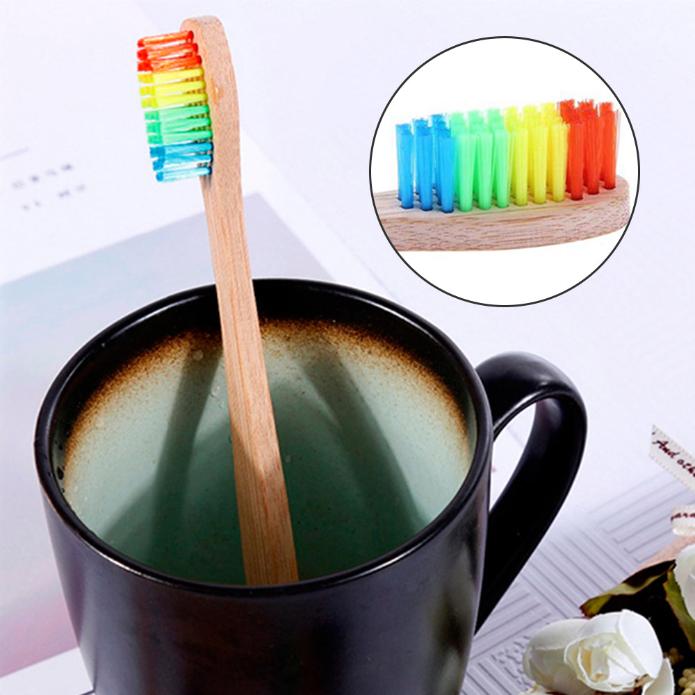 10pcs Environmental Toothbrushes Bamboo Oral Care Eco Dental Toothbrush with Rainbow Bristles with Paper Boxes