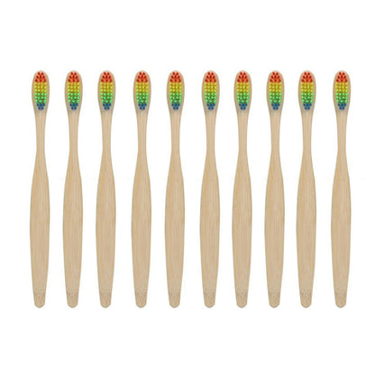 10pcs Environmental Toothbrushes Bamboo Oral Care Eco Dental Toothbrush with Rainbow Bristles with Paper Boxes