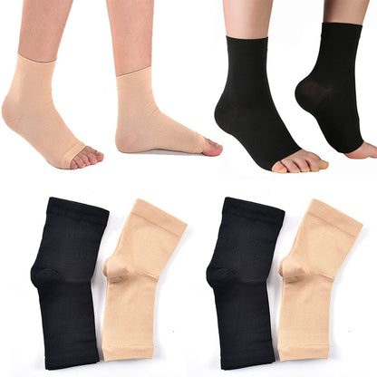 4 Pairs of Unisex Plantar Fasciitis Socks-Black + Nude