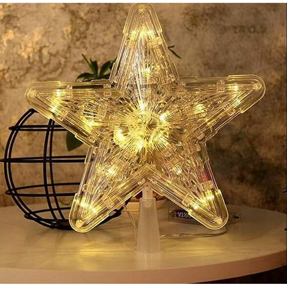 Christmas Star Tree Topper Light 10LED Star Shaped Light for Xmas Tree Home Shop Office -Warm White