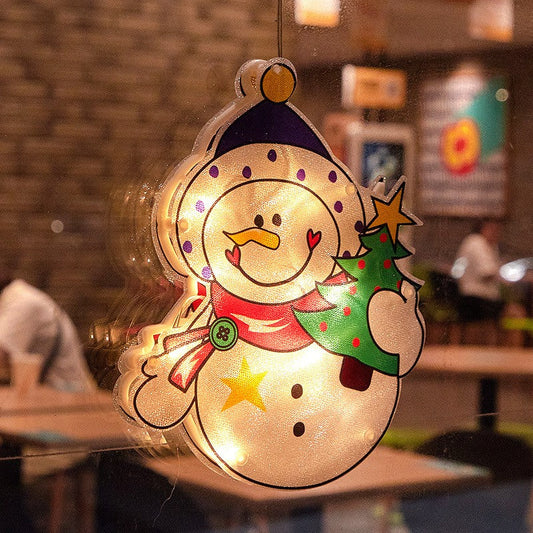 Snowman Fairy Lights 3D Window Hanging Lamp Decorative LED Lights