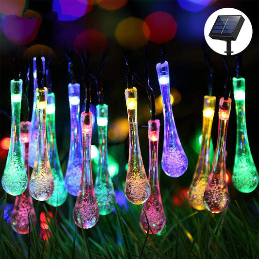10m 100LED Water Drop Solar String Light Indoor and Outdoor Garden Decoration Light Bubbles String Light LED Fairy Lights