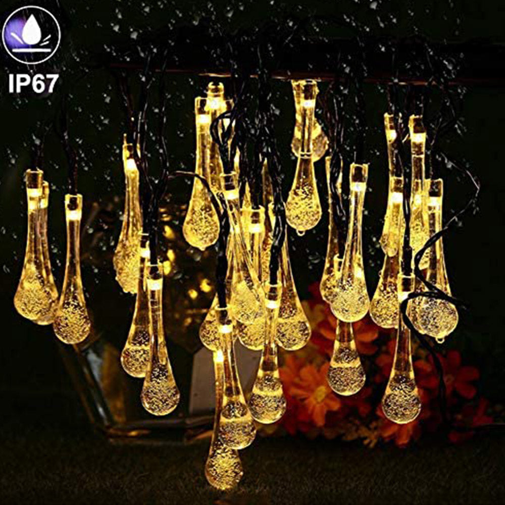 10m 100LED Water Drop Solar String Light Indoor and Outdoor Garden Decoration Light Bubbles String Light LED Fairy Lights
