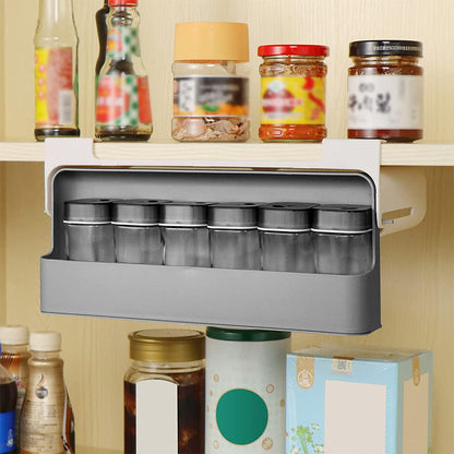 Kitchen Cabinet Under Shelf Spice Organizer Seasoning Bottles Storage Rack