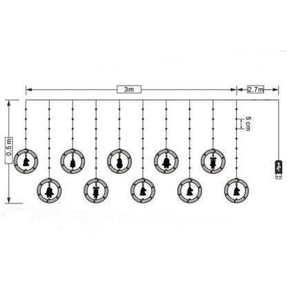 3 Meters USB Powered LED Christmas Decor Round Light Hanging Ornament Light