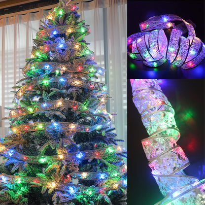 Christmas Tree Ribbon Lights 5 Meters LED Hanging Fairy Lights for Christmas Decoration Party -Style 2