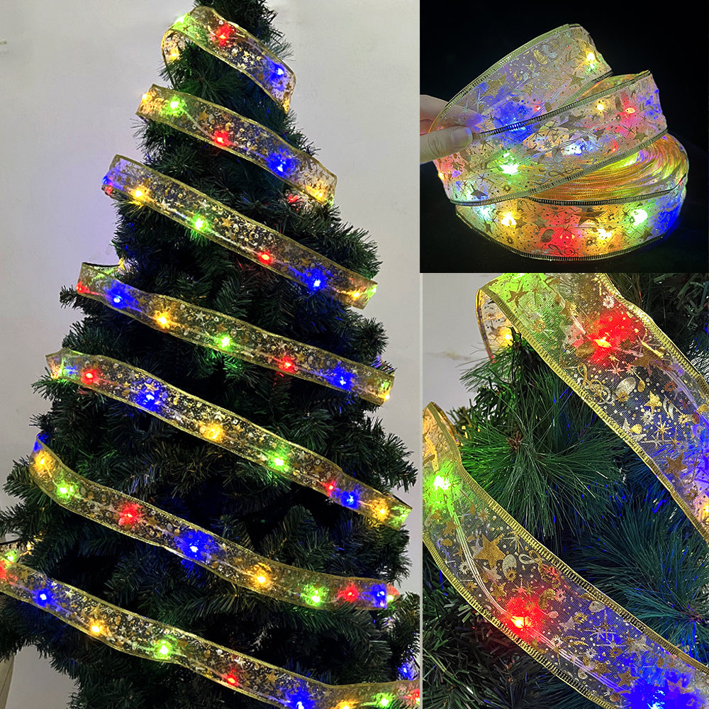 Christmas Tree Ribbon Lights 5 Meters LED Hanging Fairy Lights for Christmas Decoration Party -Style 1