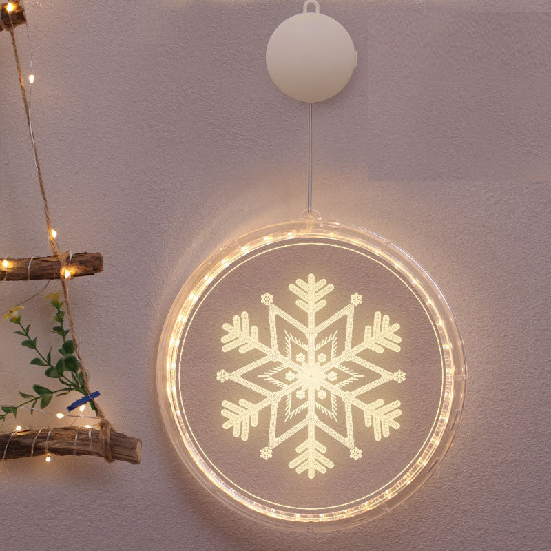 Christmas Hanging Lights Suction Cups for Window Xmas Decorations LED Lamp for Festival -Snowflake