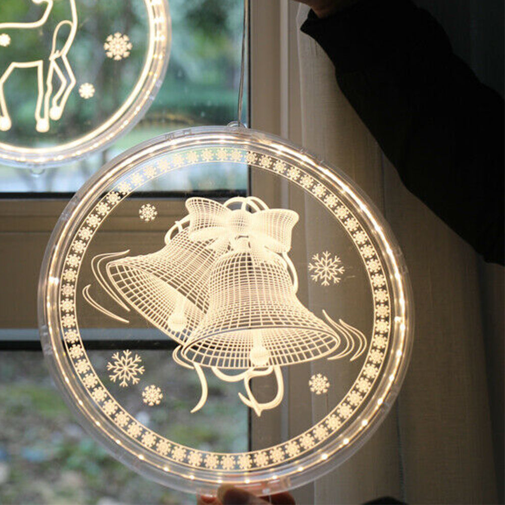 Christmas Hanging Lights Suction Cups for Window Xmas Decorations LED Lamp for Festival -Bell