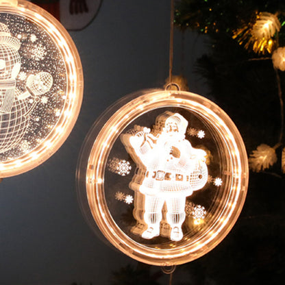 5PCS Christmas Hanging Lights Suction Cups for Window Xmas Decorations LED Lamp for Festival -Bell and Santa Claus and Christmas tree and Snowflake and Snowman