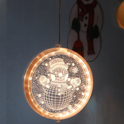 Christmas Hanging Lights Suction Cups for Window Xmas Decorations LED Lamp for Festival -Snowman