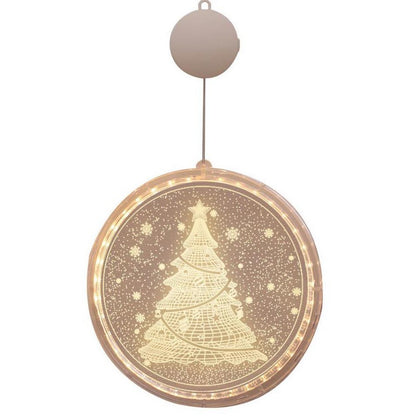 5PCS Christmas Hanging Lights Suction Cups for Window Xmas Decorations LED Lamp for Festival -Bell and Santa Claus and Christmas tree and Snowflake and Snowman