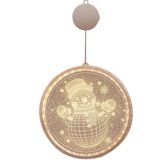 Christmas Hanging Lights Suction Cups for Window Xmas Decorations LED Lamp for Festival -Snowman