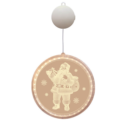 5PCS Christmas Hanging Lights Suction Cups for Window Xmas Decorations LED Lamp for Festival -Bell and Santa Claus and Christmas tree and Snowflake and Snowman