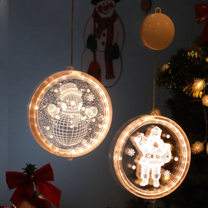 5PCS Christmas Hanging Lights Suction Cups for Window Xmas Decorations LED Lamp for Festival -Bell and Santa Claus and Christmas tree and Snowflake and Snowman