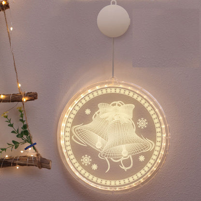 Christmas Hanging Lights Suction Cups for Window Xmas Decorations LED Lamp for Festival -Bell