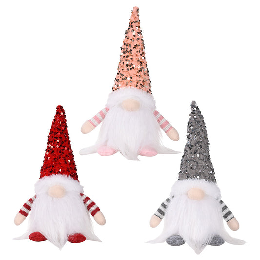 3pcs Christmas Gnome Plush with Led Light Santa Gnomes Table Topper Decor for Home Kitchen Desk -Gray and Pink and Red