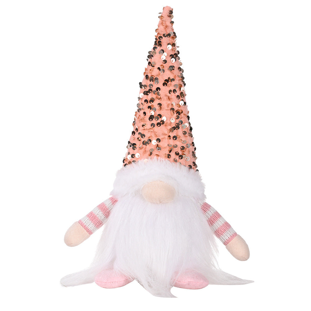 Christmas Gnome Plush with Led Light Santa Gnomes Table Topper Decor for Home Kitchen Desk -Pink