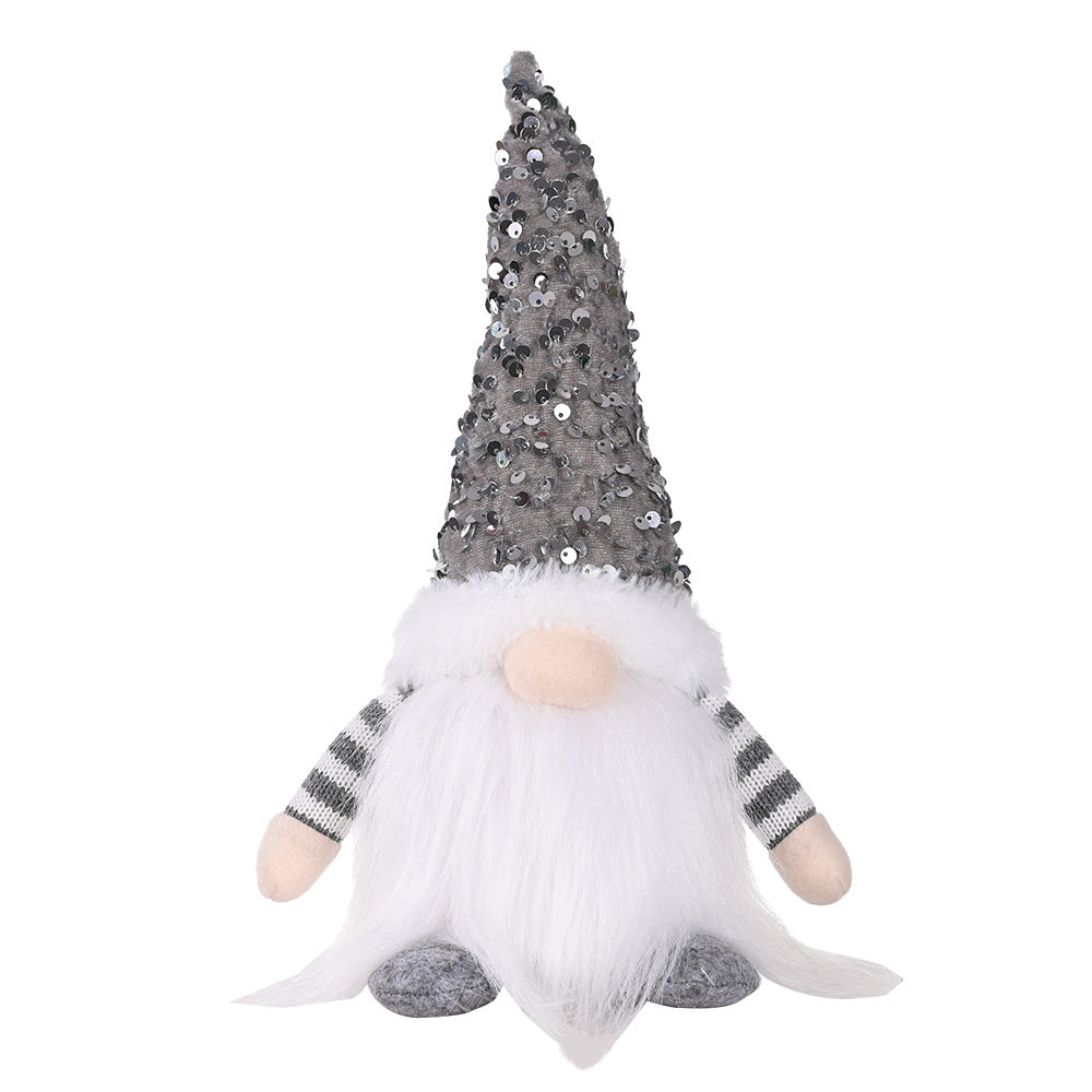 Christmas Gnome Plush with Led Light Santa Gnomes Table Topper Decor for Home Kitchen Desk -Gray