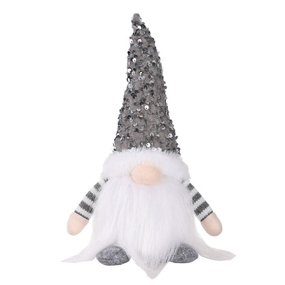 Christmas Gnome Plush with Led Light Santa Gnomes Table Topper Decor for Home Kitchen Desk -Gray