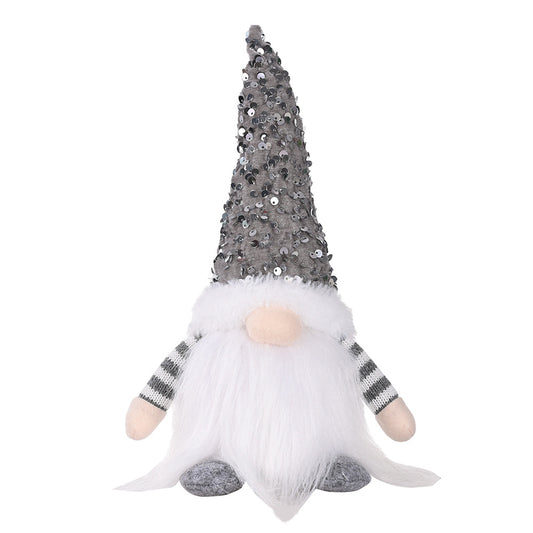 Christmas Gnome Plush with Led Light Santa Gnomes Table Topper Decor for Home Kitchen Desk -Gray