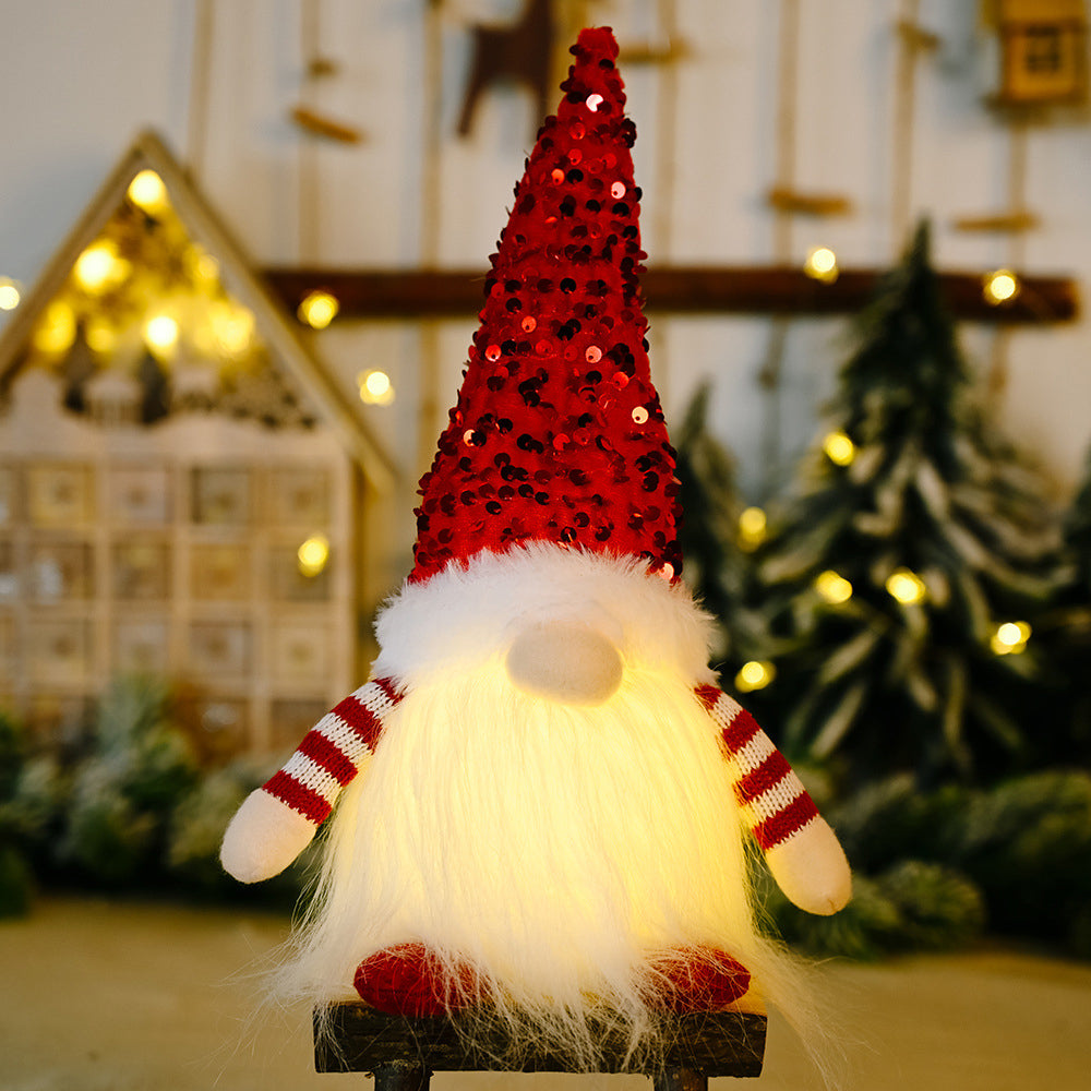 Christmas Gnome Plush with Led Light Santa Gnomes Table Topper Decor for Home Kitchen Desk -Red
