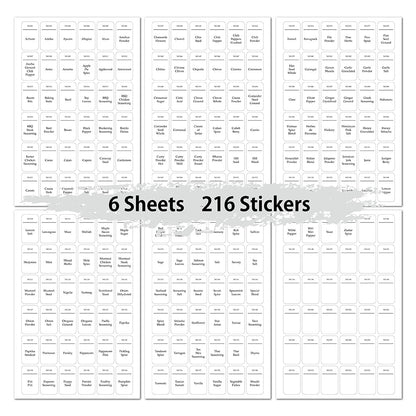 6 Sheets DIY Spice Storage Jar Labels Stickers Decals Kit