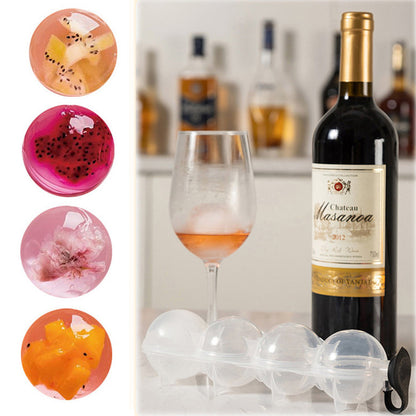 Set of 2 Pack 4 Holes Ice Ball Maker Cube Tray Whiskey Round Mould