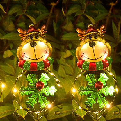Solar Firework Light 2Pcs Solar Power Garden Stake Lights Santa Christmas Theme -Santa Claus