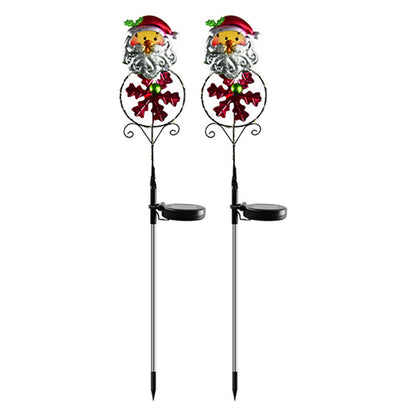 Solar Firework Light 2Pcs Solar Power Garden Stake Lights Santa Christmas Theme -Santa Claus