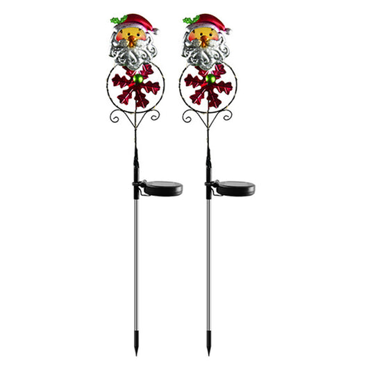 Solar Firework Light 2Pcs Solar Power Garden Stake Lights Santa Christmas Theme -Santa Claus