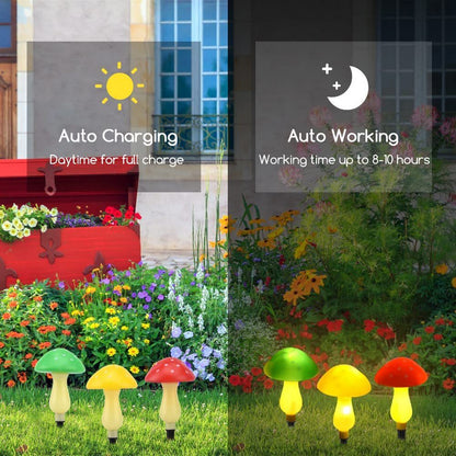 Solar Powered LED Mushroom Fairy String Light