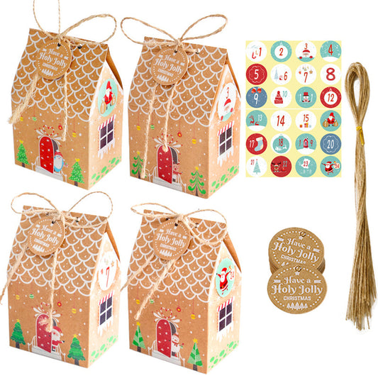 24pcs Set Christmas Gift Bags Assortment Kraft Paper