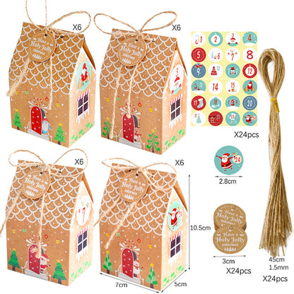 24pcs Set Christmas Gift Bags Assortment Kraft Paper
