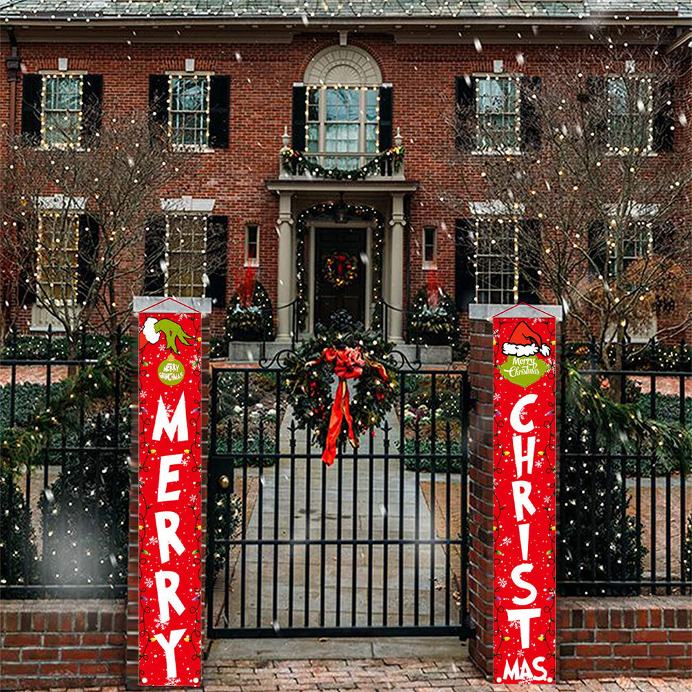 Christmas Banner Sign Xmas Door Banner Wall Hanging Party Decoration Style 2