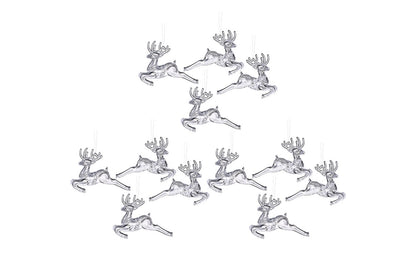 12Pcs Reusable Christmas Tree Hanging Decoration Sparkling Hanging Snowflake And Icicle Drop Ornaments-Flying Deer Pendant