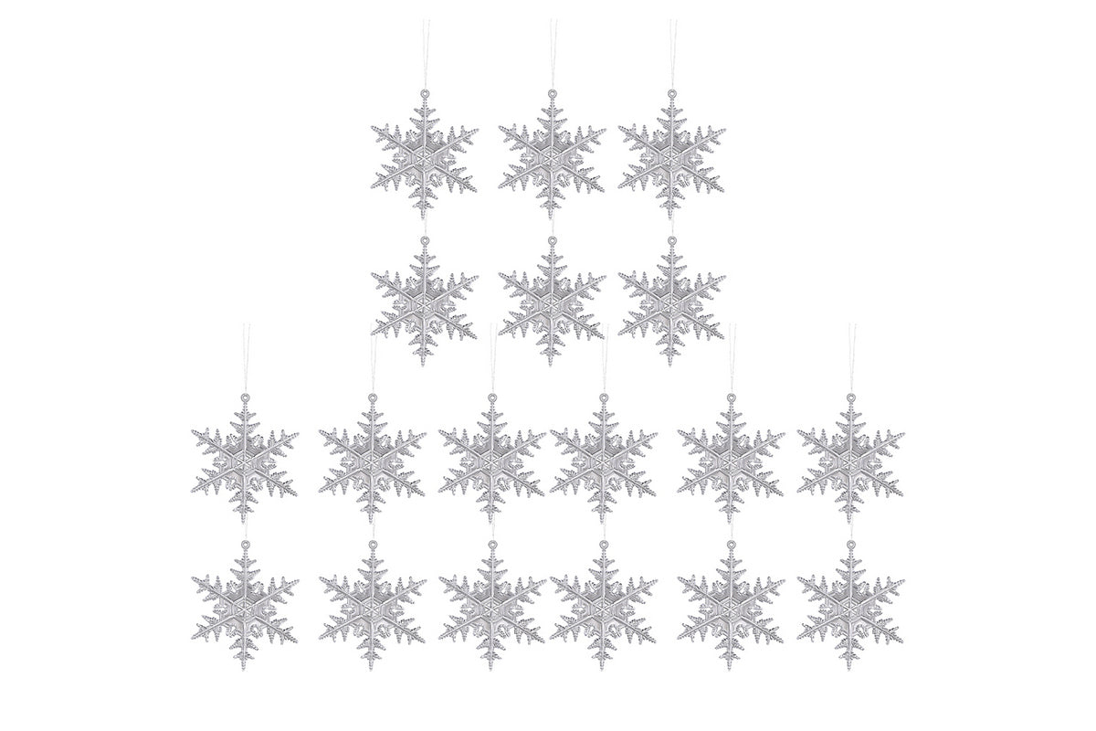 18Pcs Reusable Christmas Tree Hanging Decoration Sparkling Hanging Snowflake And Icicle Drop Ornaments-Snowflake Pendant