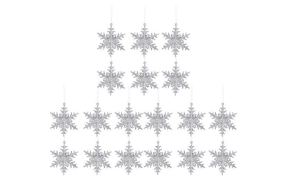 18Pcs Reusable Christmas Tree Hanging Decoration Sparkling Hanging Snowflake And Icicle Drop Ornaments-Snowflake Pendant