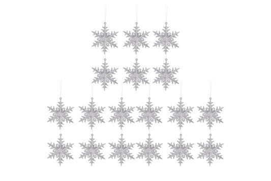 18Pcs Reusable Christmas Tree Hanging Decoration Sparkling Hanging Snowflake And Icicle Drop Ornaments-Snowflake Pendant
